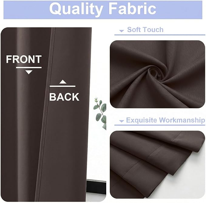 Simplebrand Chocolate Blackout Curtains for Bedroom 96 Inches Long 2 Panels, Solid Thermal Insulated, Energy Saving Living Room Window Treatment Curtains Blackout Drapes, W50 x L96 Inch, Chocolate