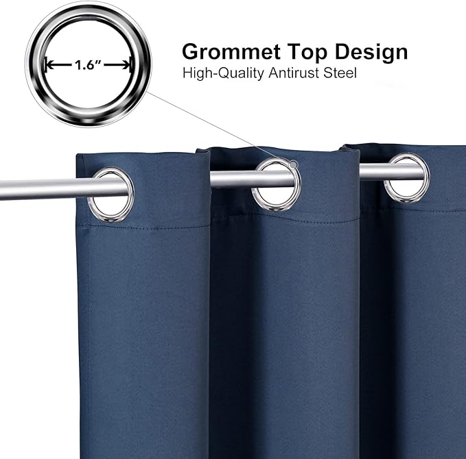 ChrisDowa Blackout Curtains 72 inches Long for Bedroom - 2 Panels Set Grommet Thermal Insulated Room Darkening Curtains for Living Room (Stone Blue, 42 x 72 Inch)