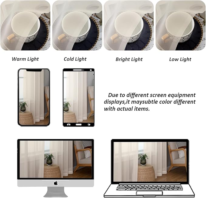 Chyhomenyc Cream Sheer Curtains 120 Inches Long - Light Filtering Voile Extra Long Panel Drapes for Floor to Ceiling Window, Elegant Soft Living Room Curtains, Each 42Wx120L Inch, 10FT, 2 Panels