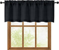OWENIE Black Valances for Windows 1 Pcs 18 Inch Length, Light Filtering Textured Short Small Valance Curtains for Bathroom Basement Living Room Bedroom, Half Window Curtains Over Sink, 60" W by 18" L