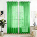 SpaceDresser Check Sheer Curtains 45 Inches 2 Panels Set, Rod Pocket Plaid Window Curtain for Living Room, Green Semi Sheer Drapes for Kitchen Bedroom Children Room Yard（Green, 52W x 45L）