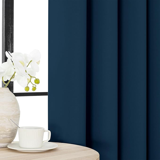 Joydeco Blackout Curtains 120 Inch Length 2 Panels Set, Thermal Insulated Long Curtains& Drapes 2 Burg, Curtains for Living Room Bedroom Window(Navy Blue, W52 x L120 Inch)