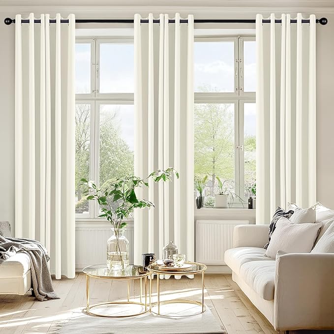 MIULEE Cream Blackout Curtains for Bedroom Living Room 72 Inches Long 2 Panels, Thermal Insulated Room Darkening Drapes Solid Grommet Noise Reduction Light Blocking Window Treatments 40x72 Inch