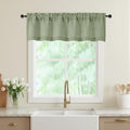 Sage Green Valances for Windows, Light Filtering Faux Linen Textured Small Short Valance Curtains for Bathroom Basement Farmhouse, Rod Pocket Half Curtains for Windows, 60Wx12L Inch