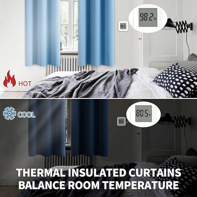 BGment Room Darkening Curtains 84 Inches Long - Grommet Thermal Insulated Drapes Window Treatment Curtains for Bedroom, 2 Panels, 52 x 84 Inch, Sky Blue