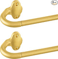 TVWOO Gold Wrap Around Curtain Rods 2 Pack:Small Blackout Adjustable Window Curtain Rod for Bedroom Kitchen Apartment Renter Friendly,Room Darkening Curved Drapery Rods Easy Install,Brass Gold 48-90"