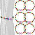 KLOGTSIND Magnetic Curtain Tiebacks, 6 Pack Curtain Holdbacks for Draperies, Wood Bead Curtain Tiebacks, Elegant Curtain Tie Backs for Bedroom Decor, Boho Room Decor, Nursery Decor, Farmhouse Décor