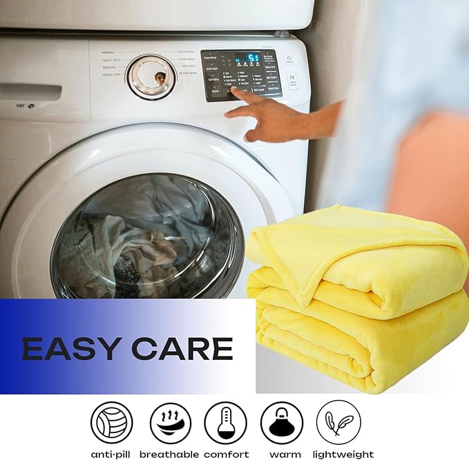 JIAHANNHA Yellow Throw Blanket Fleece Blanket 50"x60",Super Soft Cozy Plush Throw Blanket for Couch Sofa Bed,Warm and Lightweight Bed Blankets for Adults