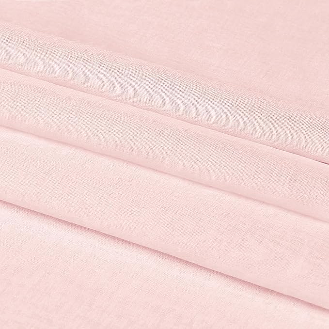 DWCN Blush Pink Sheer Curtains Semi Transparent Voile Rod Pocket Curtains for Bedroom and Living Room, 52 x 63 inches Long, Set of 2 Panels