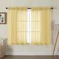 Gwine Sheer Curtains for Living Room 45 inch Length - Light Filtering Voile Window Curtain Panels for Bedroom, Soft Rod Pocket Sheer Curtain Drapes, Each 42Wx45L, 2 Panels, Yellow