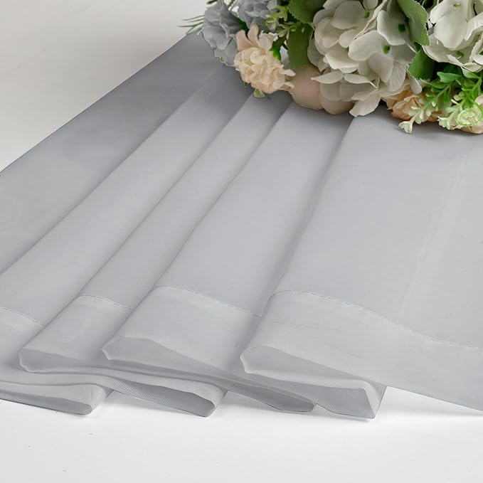 Lecloud Light Grey Sheer Curtains 90 Inches Long 2 Panels, Light Filtering Voile Airy Curtains, Elegant Transparent Solid Window Treatments with Rod Pocket for Living Room Bedroom, Each 42" W x 90" L
