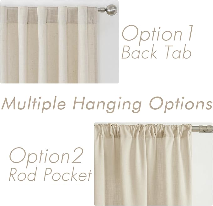 Joydeco Linen Curtains, 90 Inch Length, 2 Panels Set for Living Room, Light Filtering