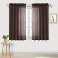 DWCN Brown Sheer Curtains Semi Transparent Voile Rod Pocket Curtains for Bedroom and Living Room, 52 x 54 inches Long, Set of 2 Panels