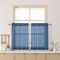 Chyhomenyc Dusty Blue Sheer Curtains 30 Inch Length, Light Filtering Leaf Tufted Textured Small Window Kitchen Curtain Over Sink, Short Half Window Curtains for Bathroom Basement, 30"Wx30"L, 2 Panels