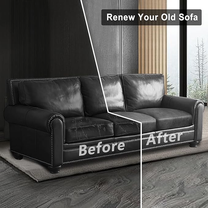 Leather Look Couch Cushion Covers Sofa Seat Slipcovers Sets Couches Furniture Protector for Sectional Armchair Loveseat Pets Kids Stretch Spandex Fabric (3 Cushion XL Sofa, Light Grey)