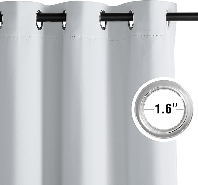 NICETOWN Room Darkening Draperies Curtains Panels, 2 Panels Greyish White W52 x L96