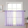 Cafe Curtains 36 Inch Length Tier 2 Pieces, Modern Soft Airy Sheer Kitchen Short Curtains for Small Window, Rod Pocket Small Curtain for Bathroom Basement, Lavender, Each, 42" Wx36 L Inches