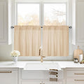 HOMEIDEAS Non-See-Through Beige Privacy Sheer Kitchen Curtains, 30 X 24 Inches Long 2 Panels Taupe Sheer Curtains Light Filtering Bathroom Window Drapes for Bedroom Living Room