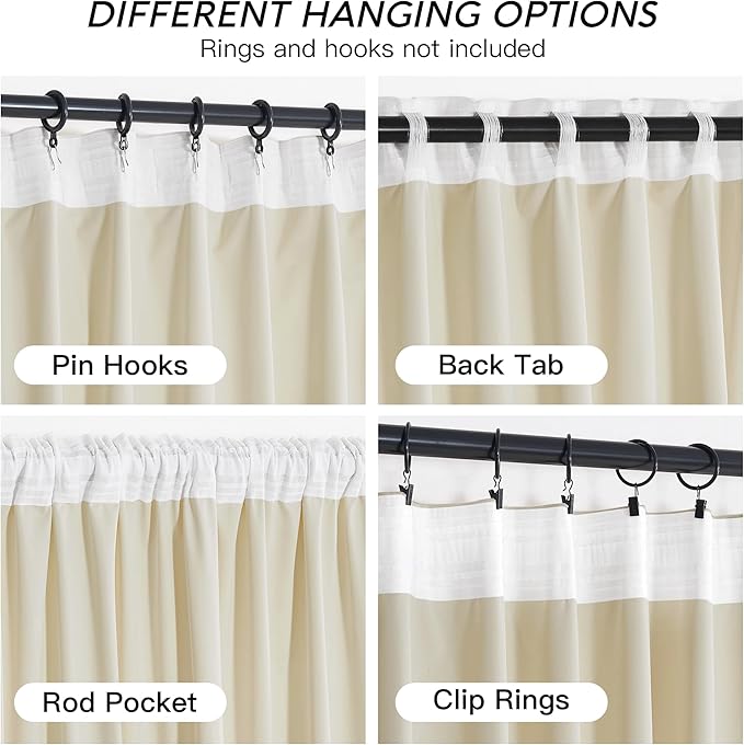 RYB HOME Beige Velvet Curtains 72 inches with Hook Belt, Soft Fabric Room Darkening Thermal Insulated Luxurious Home Decor Curtains for Living Room Bedroom, W 52" x L 72", 2 Panels Set