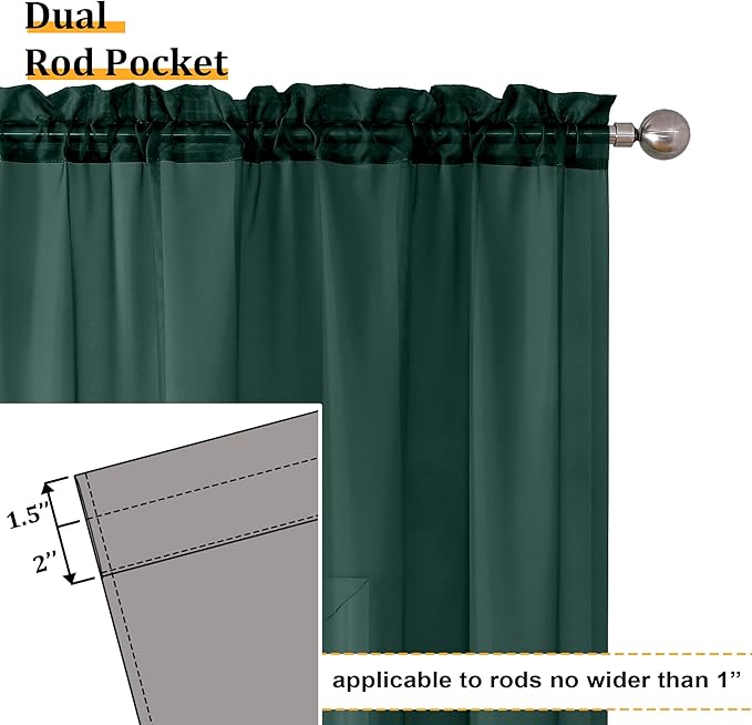 Aiyufeng Hunter Green Sheer Curtain Drapes 45 Inch Length 2 Panels for Living Room, Light Filtering Voile Green Drapes for Bedroom, Patio, Sliding Door, Each 42" W x 45" L