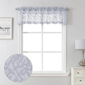 Lecloud Leia Sheer Light Grey Window Curtains for Kitchen 14 Inch Length 2 PCS, Dual Rod Pockets Window Living Room Curtain Valance, Jacquard Clip Textured Leaf Short Bedroom Drapes, 40 W x 14 L