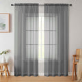 Grey Sheer Curtains 84 Inches Long 2 Panels, Soft Airy Light Filtering Curtains for Bedroom Living Room, Rod Pocket Privacy Drapes Window Treatments, Grey, Total Wide 84 Inch