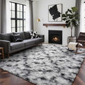 6x9 Ft Large Shag Rugs for Living Room Decor, Tie-Dyed Ultra Soft Fluffy Furry Area Rugs for Bedroom Indoor Floor, Aesthetic Carpet for Kids Home (Black White)