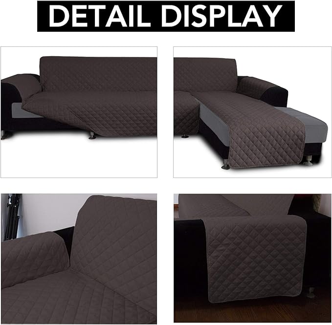 Easy-Going Sofa Slipcover L Shape Sofa Cover Sectional Couch Cover Furniture Protector Mat for Pets Dog Cat (Small,Chocolate/Chocolate)