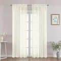 Chyhomenyc Ivory Sheer Curtains 84 Inch Length 2 Panels Set, Light Filtering Tufted Textured Soft Airy Rod Pocket Gentle Leaf Window Treatment Drapes for Bedroom Living Room, 42" Wx84 L, 2PCS