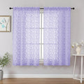 Chyhomenyc Light Purple Sheer Curtains 54 Inch Length for Living Room 2 Panels Set, Light Filtering Tufted Textured Soft Airy Rod Pocket Leaf Window Treatment Drapes for Bedroom, 42" Wx54 L, 2PCS
