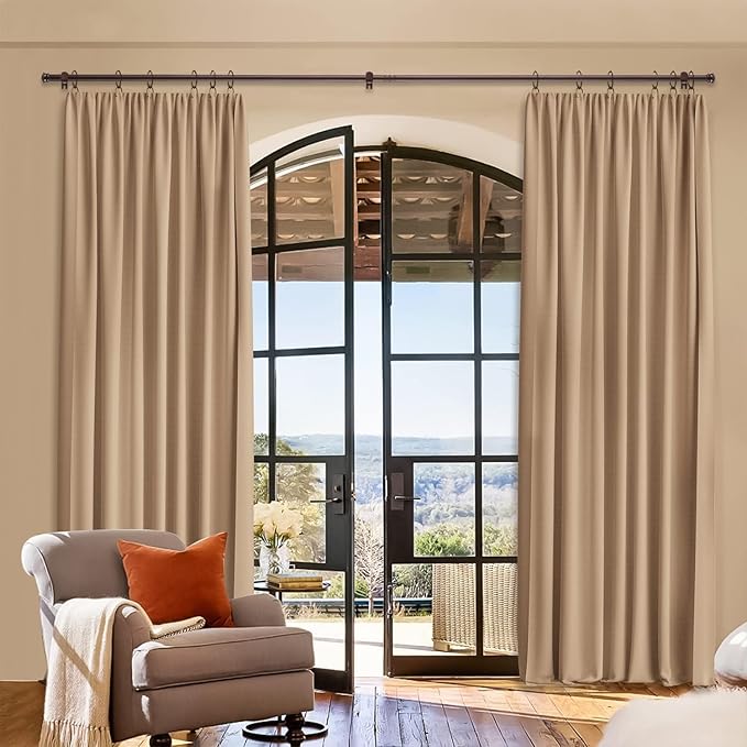 Small Curtain Rods for Windows 30" to 60" 5/8 Inch Standard Decorative Brown Curtain Rod with Brackets Easy to Install for Bedroom Living room Kitchen