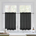 DWCN Black Sheer Curtains for Kitchen Windows - Rod Pocket Semi Transparent Voile Tier Curtains for Bedroom, Living Room, Farmhouse, 36 x 36 inches Long, Set of 2 Panels