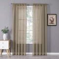 Tollpiz Sheer Curtains Linen Textured Bedroom Curtain Sheers Light Filtering Rod Pocket Voile Curtains for Living Room, 54 x 84 inches Long, Taos Taupe, Set of 2 Panels