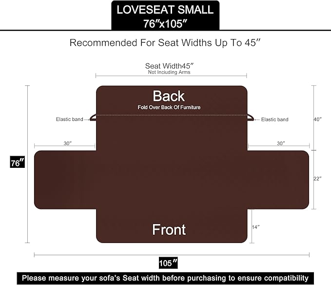 U-NICE HOME Loveseat Sofa Cover Reversible Couch Covers for 2 Cushion Couch for Dogs Furniture Protector Cover with Elastic Straps Water Resistant(Loveseat Small, Light Camel/Beige)