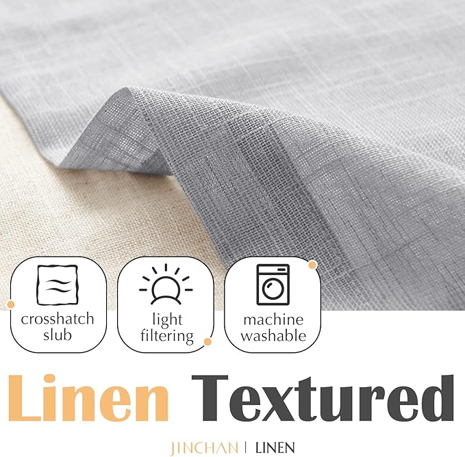 jinchan Linen Farmhouse Valances for Living Room Windows 16 Gray Inch Slubbed Crossed Double Layer Window Valances Light Filtering Rustic Country Overlay Rod Pocket 2 Panels Grey
