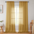 Gold Sheer Curtains for Bedroom Living Room 96 Inches Long 2 Panels, Modern Airy Soft Lightweight Rod Pocket Light Filtering Sheer Curtains Drapes, Gold, Each 42" Wx96 L Inch