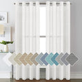 H.VERSAILTEX White Sheer Linen Curtains for Living Room 84 inches Long Bedroom Curtains 2 Panel Sets Grommet Semi Sheer Elegant Soft Light Filter Window Treatments Curtain, White