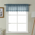 Gwine Small Valances for Windows - Light Filtering Short Window Curtain Valance, Soft Topper Treatment Sheer Curtain for Bathroom Laundry Basement, Each 42Wx14L inch, 2 Panels, Dusty Blue