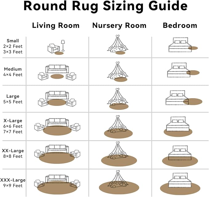 OLANLY Taupe Round Rugs for Bedroom - Machine Washable, 3 ft Circle Area Rugs for Living Room, Soft and Fluffy Shaggy Carpet for Teen Girl and Boys, Nursery Rooms, Dorms, Home Decor Aesthetic