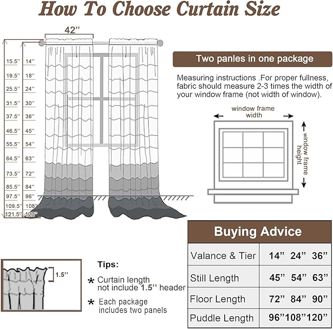 Chyhomenyc Lilac Sheer Curtains 120 Inches Long - Light Filtering Voile Extra Long Panel Drapes for Floor to Ceiling Window, Elegant Soft Living Room Curtains, Each 42Wx120L Inch, 10FT, 2 Panels