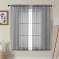 Gwine Charcoal Grey Sheer Curtains 72 Inches Long 2 Panels Set for Front Door, Light Filtering Sheer Curtains for Living Room, Rod Pocket Window Treatments Drapes, Each 42" Wx72 L