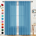 SpaceDresser Basic Rod Pocket Sheer Voile Window Curtain Panels Blue 1 Pair 2 Panels 52 Width 72 Inch Long for Kitchen Bedroom Children Living Room Yard（Blue, 52W x 72L）