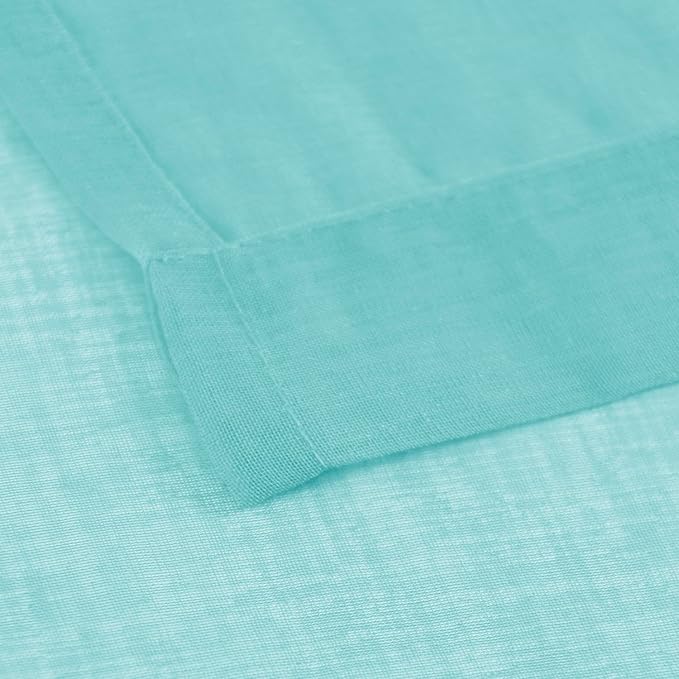 DWCN Aqua Sheer Curtains Semi Transparent Voile Rod Pocket Curtains for Bedroom and Living Room, 52 x 84 inches Long, Set of 2 Panels