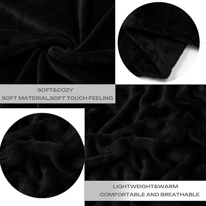 JIAHANNHA Fleece Blanket King Size Black 108 by 90 Inches Blankets for Couch Sofa Bed 280GSM,Super Soft Cozy and Luxury Bed Blanket for All Season