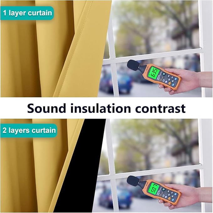 NICETOWN Bright Yellow 100% Blackout Curtains 45 inches Long, Thermal Insulated Full Blackout 2-Layer Lined Curtains, Energy Efficiency Window Draperies for Dining Room (2 Panels, 42-inch W)