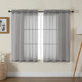 Gwine Charcoal Grey Sheer Curtains for Bedroom 54 inches Long 2 Panels, Light Filtering Voile Rod Pocket Curtains, Airy Transparent Sheer Drapes for Living Room, Each 42" Wx54 L