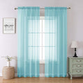 Lecloud Aqua Sheer Curtains for Bedroom 84 Inches Long 2 Panels, Voile Solid Transparent Modern Farmhouse Decor Drapes, Dual Rod Pockets Window Curtains for Living Room, Each Panel 42" W x 84" L