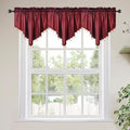 Molaxhome Swag Curtain 51 inch Length Rod Pocket Scalloped Curtain Valance Sheer Lace Panels with Hanging Crystal Beads for Kitchen Bedroom Window Treatments Drape Decor 1pc (Cloth Red, 51Wx23L)