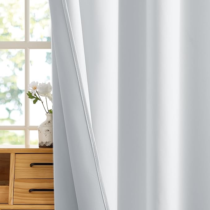 RYB HOME White 100% Blackout Curtains, Short Thermal Insulated Heat & UV Blocking Total Room Darkening Privacy Drapes for Small Window, Width 29 by Length 45, White, 2 Panels