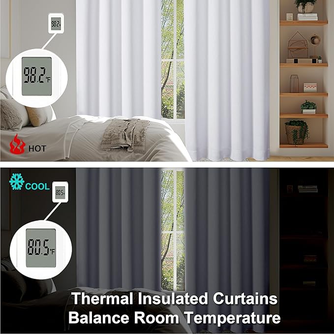 Simplebrand Ava Pure White Curtains 24 Inches Long 2 Panels, Light Filtering Half Window Rod Pocket Privacy Short Curtains, Thermal Insulated Curtain Tiers for Kitchen Bathroom Shades, W30 x L24 Inch